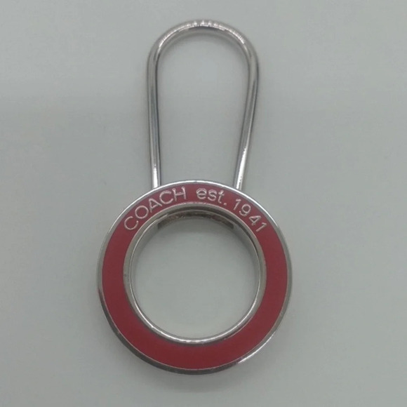 COACH Vintage Y2K Red Circle Pin Lock Keychain Key Fob Bag Purse Charm NEW NWOT - Picture 1 of 1